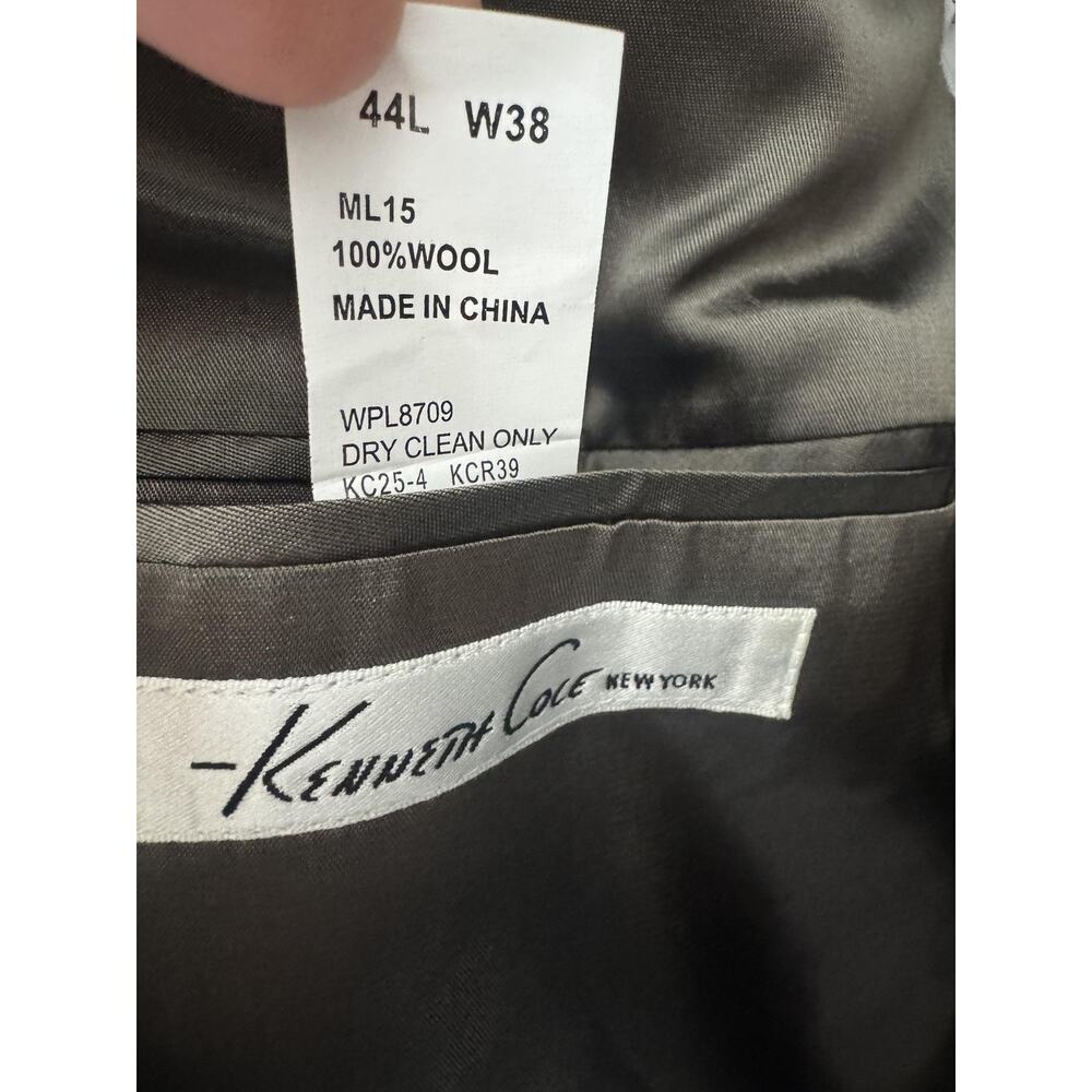 Kenneth Cole New York Blazer Mens 44L Taupe Pinstripe Wool Two Button Lined - Picture 6 of 12